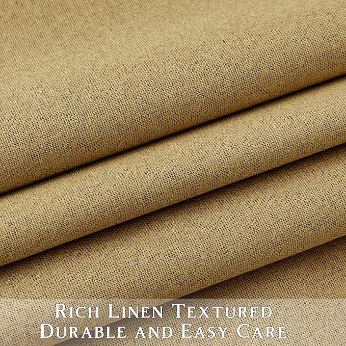 ChrisDowa 100% Blackout Mustard Yellow Solid Curtains 120 Inches Long 2 Panels for Bedroom Living Room,Farmhouse Room Darkening Thermal Insulated Soundproof Grommet Top Window Treatment Drapes,52x120