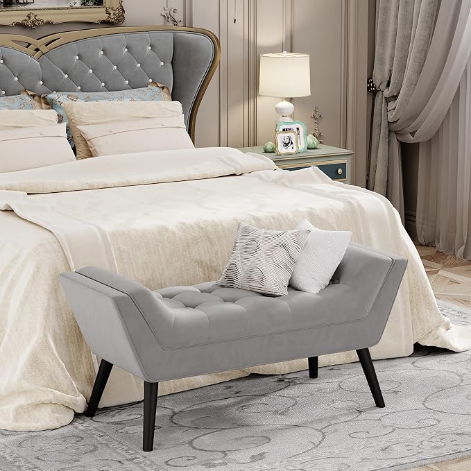 Tufted Bed Bench Fabric Ottoman Footstools - Image 5