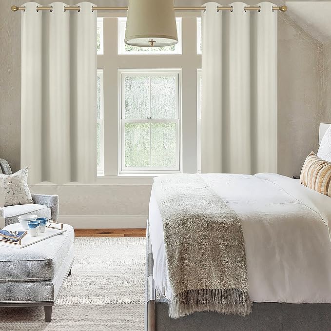 Diraysid Light Beige Grommet Blackout Curtains - Image 4
