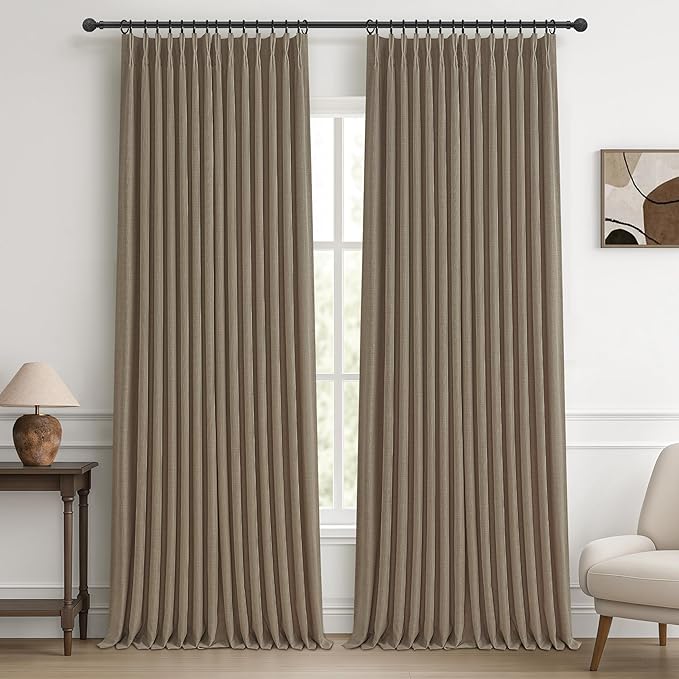 70 Inch Extra Wide Memory Trained Pinch Pleat Blackout Living Room Curtains 120 by PleatedDrapes