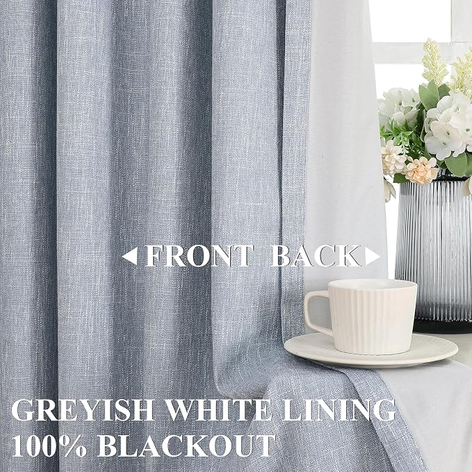Vision Home Chambray Blue Pinch Pleated Full Blackout Curtains Room Darkening - Image 4
