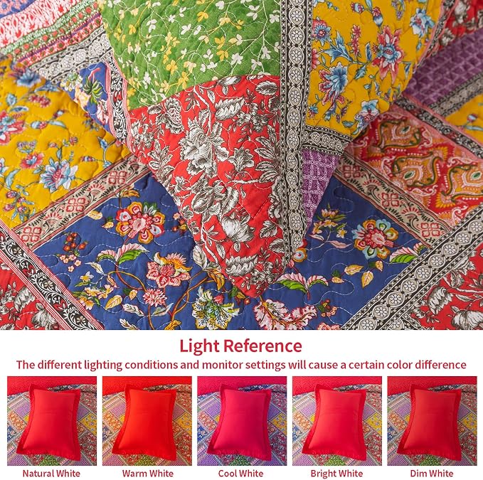 VAPUTAR 100% Cotton Face Quilt King Size Set, Quilted Bedspread Coverlet | 3 - Image 5