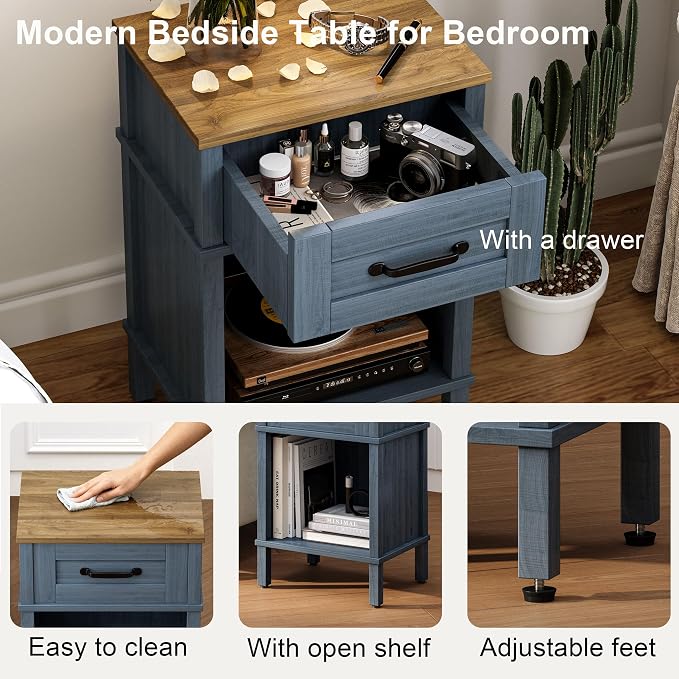 Blue Nightstand, Small Night Stand, Farmhouse Night Stands - Image 6