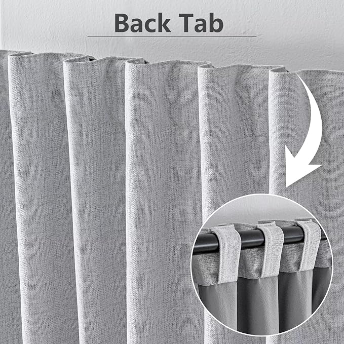 100% Blackout Curtains 90 inch Length 1 Panel Faux Linen Long Drapes - Image 2