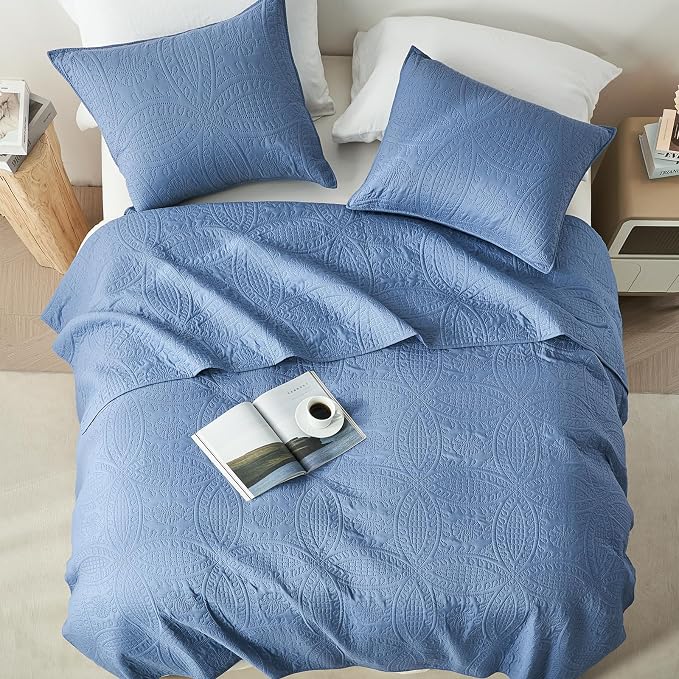akkialla 118"x106" Bluish Grey California King Quilt Set, Oversized - Image 3