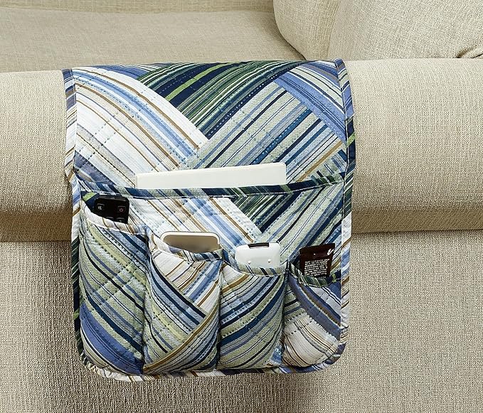 Brilliant Sunshine Teal Patchwork Couch Armrest Cover, Armrest Organizer & by BrilliantSunshine