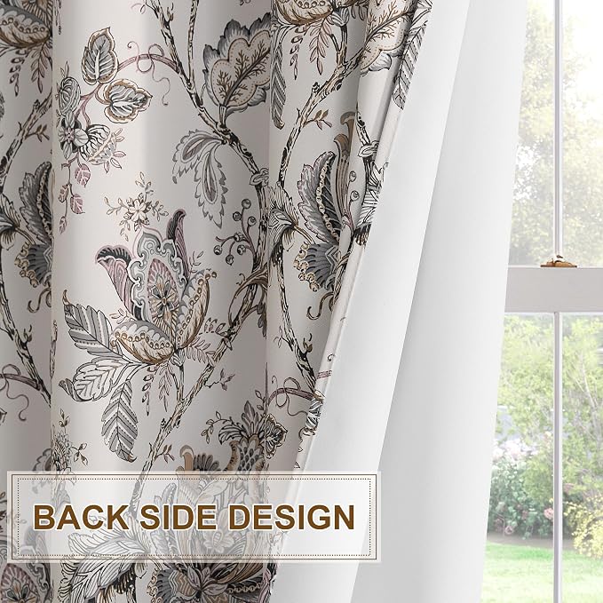 NICETOWN Blackout Curtains for Living Room W52 x L63 1 Pair, Floral Printed - Image 3
