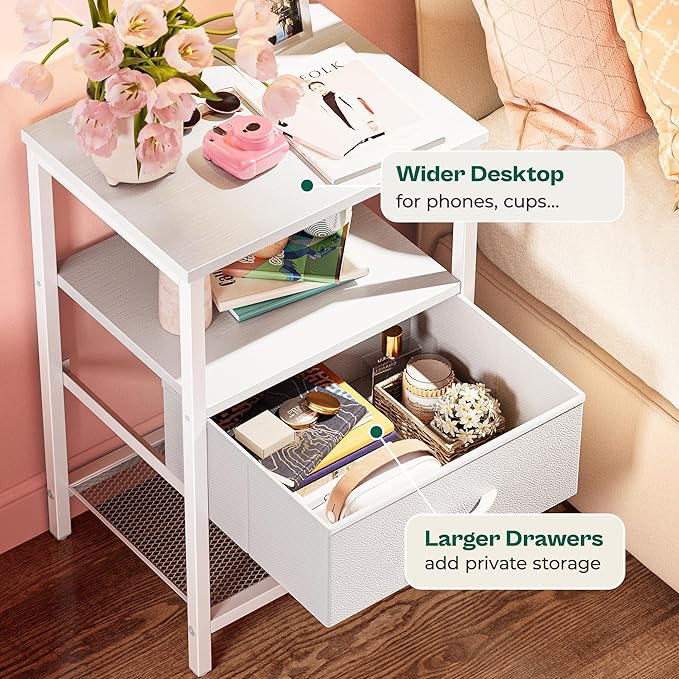 Huuger Night Stand with 2 Drawers, Bed Side Table with Open Shelf | Bedroom - Image 5