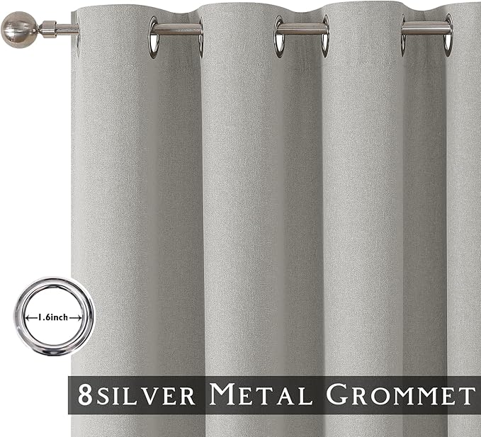 ChrisDowa 100% Blackout Light Grey Solid Curtains 90 Inches Long 2 Panels for Bedroom Living Room,Farmhouse Room Darkening Thermal Insulated Soundproof Grommet Top Window Treatment Drapes,52x90