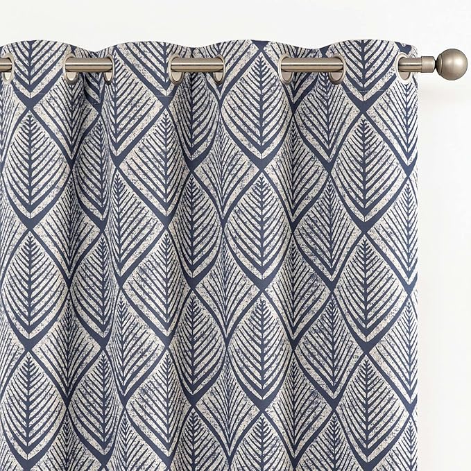 jinchan Blue Blackout Curtains Geometric Patterns Grommet 96 inch 2 Panels | by JINCHAN