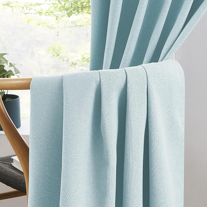 Blackout Linen Curtain Panels, Totally Shaded Draperies 84 Inches Long - Image 5