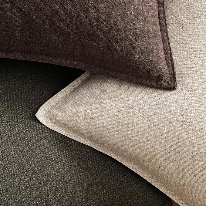 EMEMA Throw Pillow Covers Decorative Linen Pillow Covers 24x24 Inch Dark Brown Boho Farmhouse Neutral Couch Throw Pillows for Bed Pack of 2 Accent Pillowcase Modern Sofa Cushion Livingroom Home