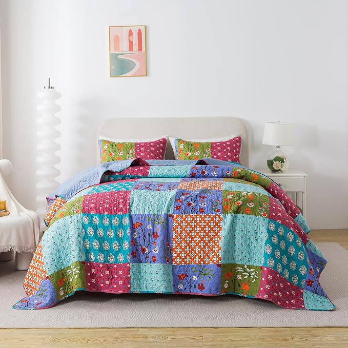 SLPR - All is Bright Colorful Patchwork Quilt Set, Twin - Image 8