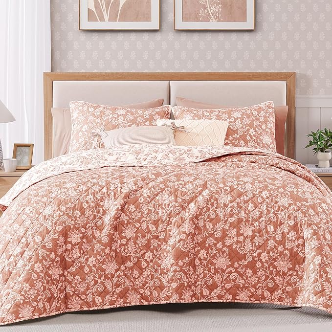 Twin/Twin XL Quilt Set-2 Pieces Soft Bedding Floral Reversible Coverlet | All by BLOOMHAVEN