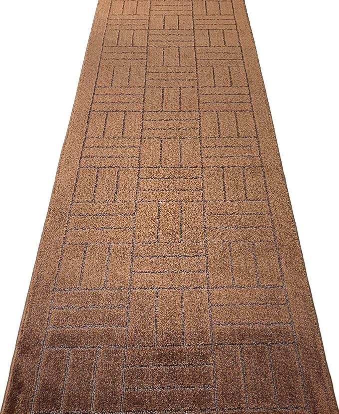 Custom Length Hallway Runner Rug,Slip Resistant,Bricks Brown, 26 Inch X 16 feet, Sold and Priced Per Foot
