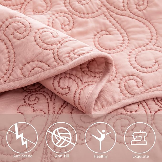 Home Soft Things Damask 4 Piece Bedspread Set, Scalloped Edge Reversible - Image 7