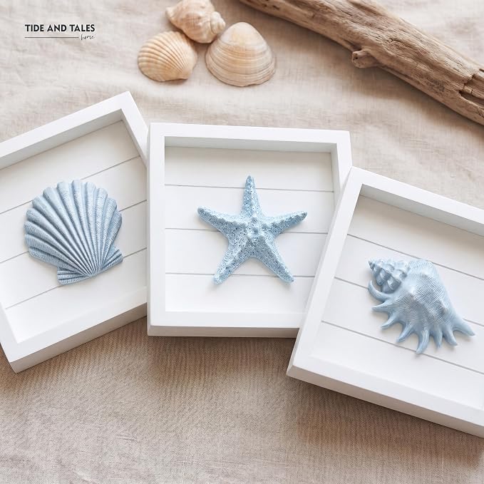 Tide and Tales 3D Coastal Wall Art, Beach Wall Decor, Framed Set of 4, Textured - Image 9