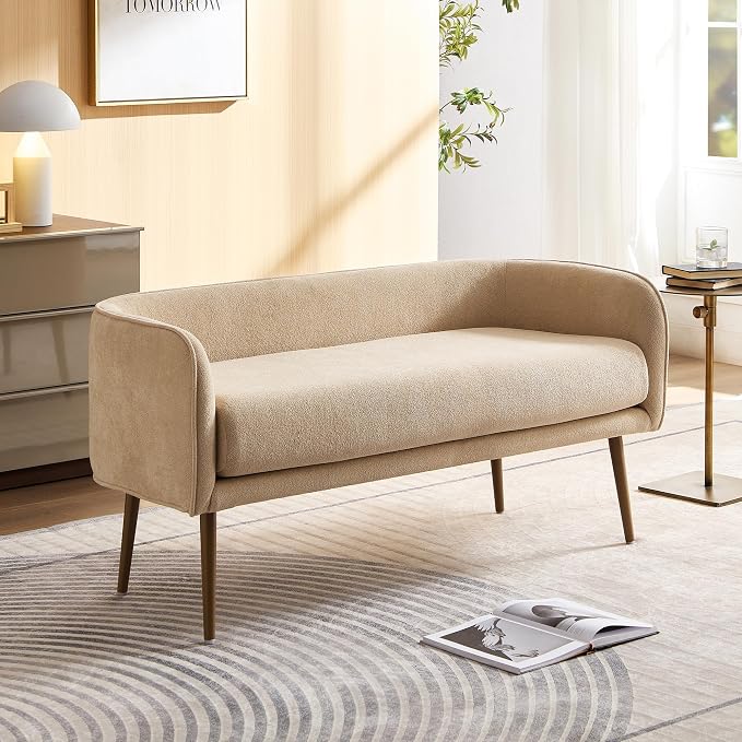 Bedroom Bench with Low Back, Inside Metal Frame by ForshareKC