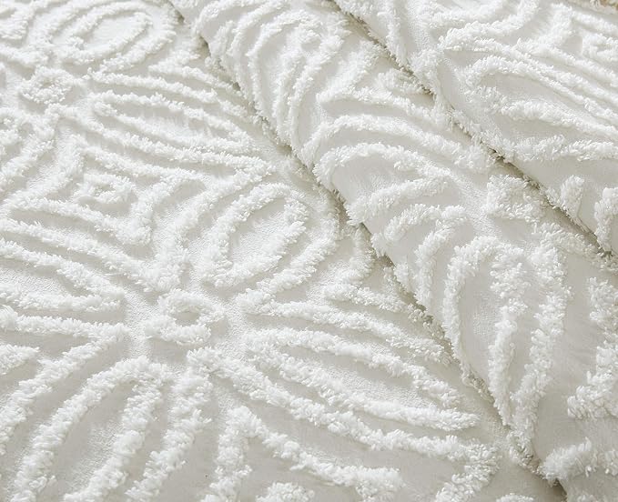 Beatrice Home Fashions Wedding Ring Full Cotton Chenille Bedspread, Ivory | - Image 2