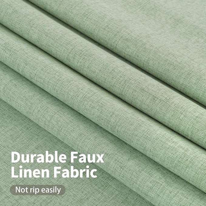 YoungsTex Light Sage Green Linen Blackout Curtains 63 Inch Long 2 Panels | - Image 5