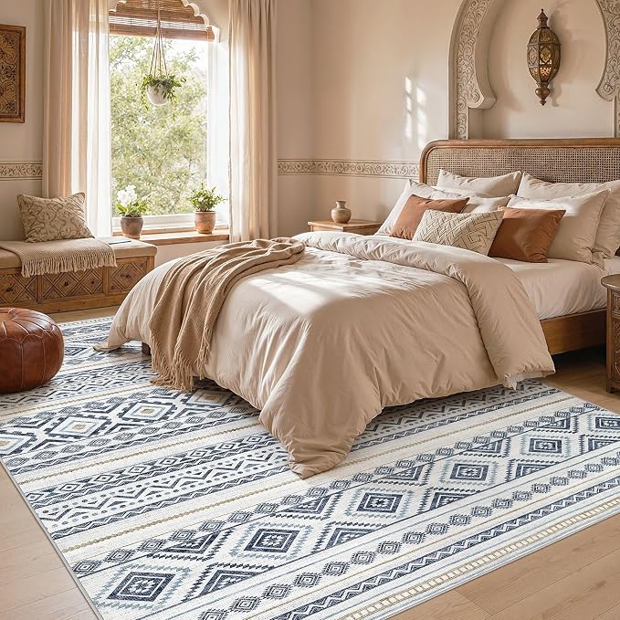 cotiled Boho 7x10 Area Rug for Living Room: Large Moroccan Washable Rug | Solve - Image 5