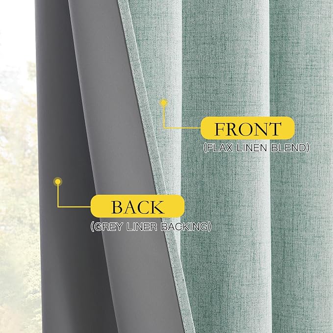 NICETOWN 100% Absolutely Blackout Linen Curtains - Image 5