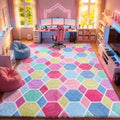 Checkered Pink Rainbow Area Rugs by ONASAR