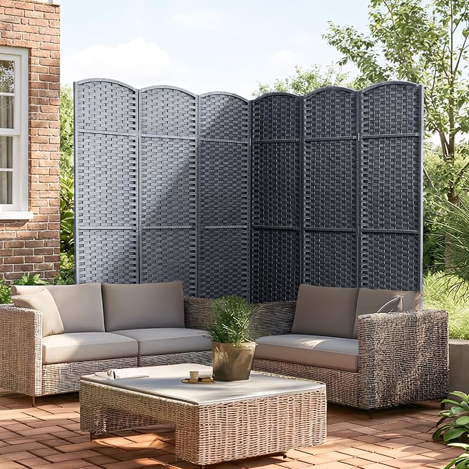 Outdoor Privacy Screen 6-Panel Folding Room Divider Space Partition | 67"H 96"W - Image 7