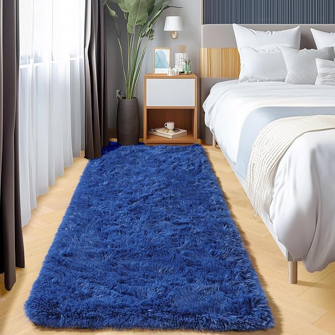Navy Blue Runner Rugs for Bedroom Living Room, Fluffy 2x6 Bedside Hallway Area - Image 8