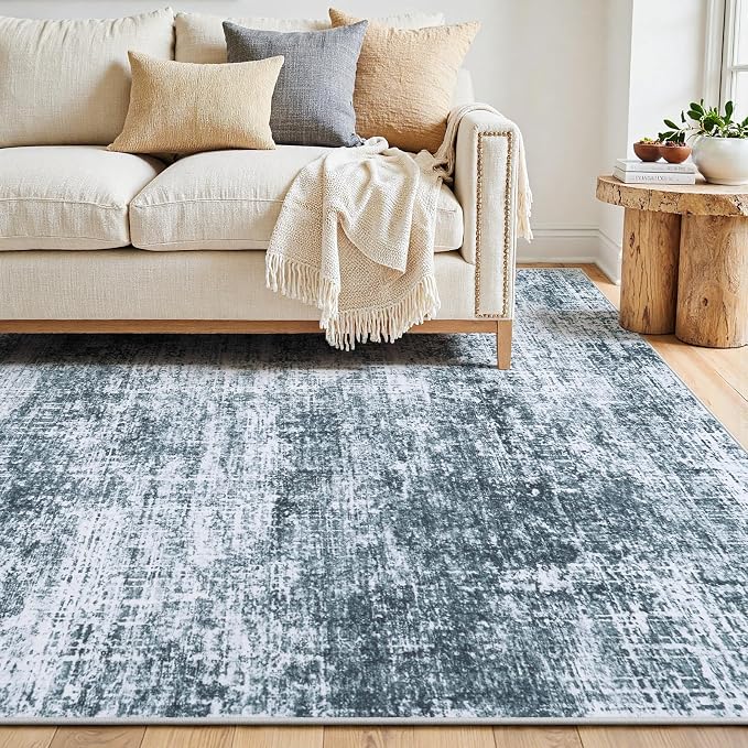 10x12 Area Rug for Living Room Bedroom: Non-Slip Modern Light Slate Blue | - Image 9