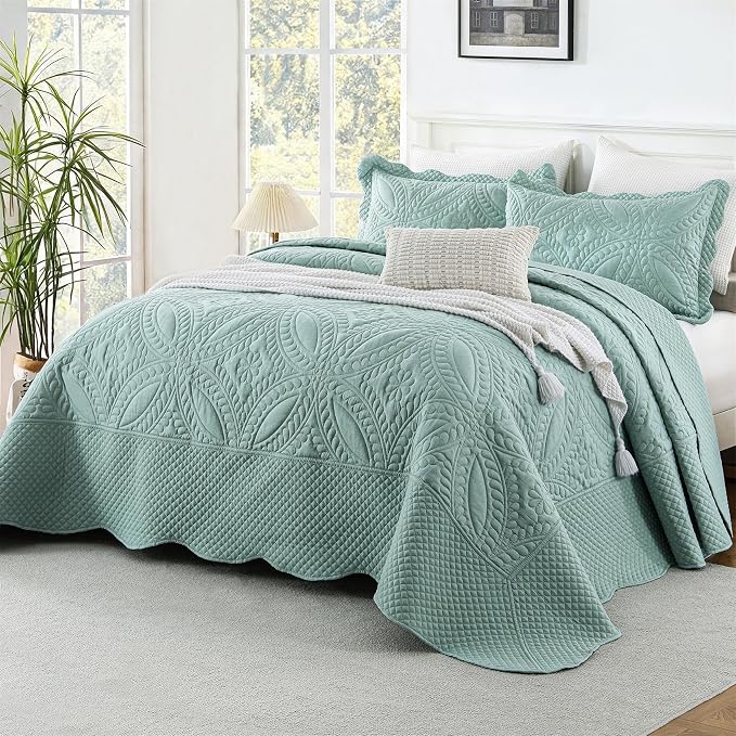 Cmfshape Oversize King Size Bedspread 120"x120", 3 Piece California King Quilt - Image 2
