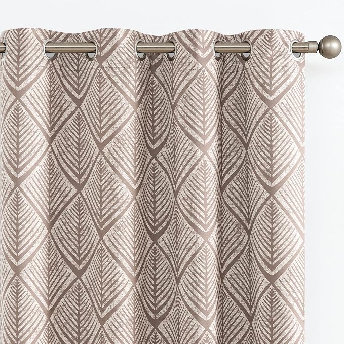 jinchan Brown Blackout Curtains Geometric Patterns Grommet 84 inch 2 Panels | by JINCHAN