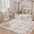 Pink 4x6 Area Rug for Kids Room Soft Fluffy Checkered Shag Carpet | Machine by PureCozy
