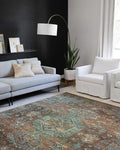 Loloi Skye Collection SKY-07 Terracotta/Sky 7' x 9' Oval Area Rug