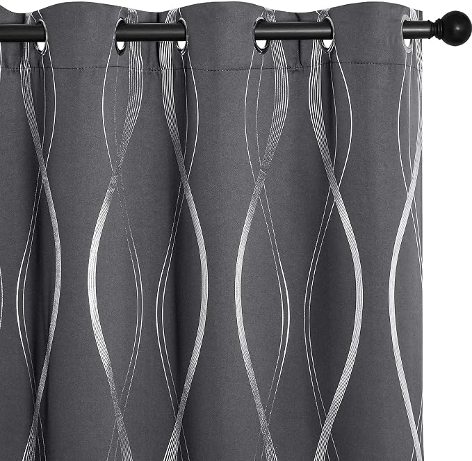 NICETOWN Small Blackout Grey Cafe Curtain Panels, 34 by 45 Inch, Window by NICETOWN