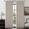 Grey Flax Taupe Hook Belt&Rod Pocket Curtains 84 inch Length 2 Panels Set by QJMYDECO