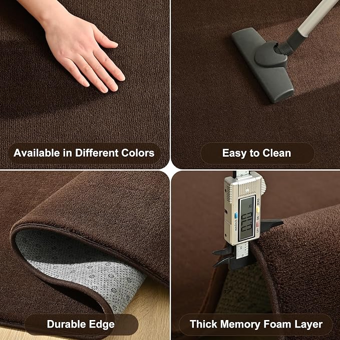Large Area Rugs for Bedroom Living Room, 6x9 Brown Memory Foam Rug | Thickened - Image 5