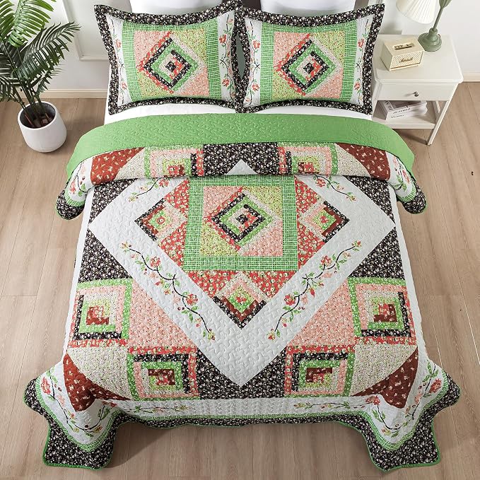 BEDIFANY Queen Size Quilt Set, Farmhouse Cotton Fill Bedspread Coverlet Set | - Image 6