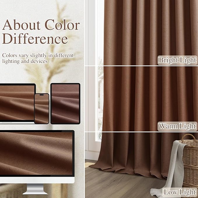100% Blackout Curtains 96 Inch Length 2 Panels Set - Image 7