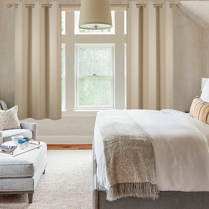 Diraysid Beige Grommet Blackout Curtains - Image 6