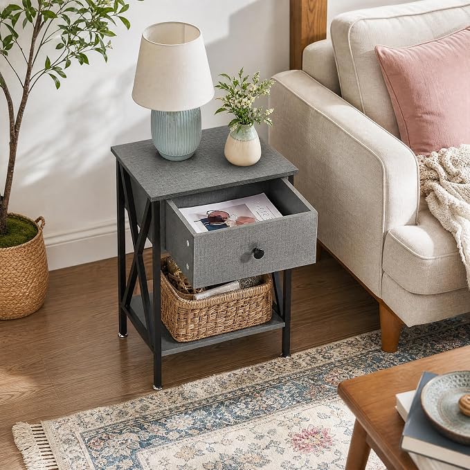 VECELO Nightstand, Modern Bedside End Table, Night Stand - Image 6