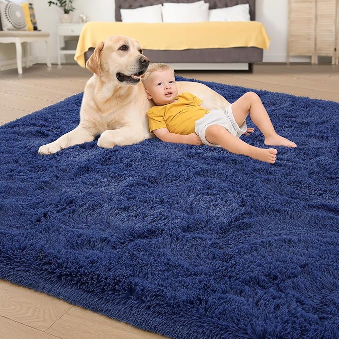 Fluffy Large Rugs for Living Room, Shag Area Rug 6x9 Soft Carpet for Bedroom - Image 4