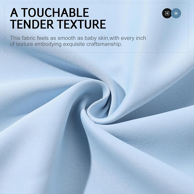 Etherealveil Light Blue Pinch Pleated Blackout Curtains 2 Panels 40"x102" | - Image 6