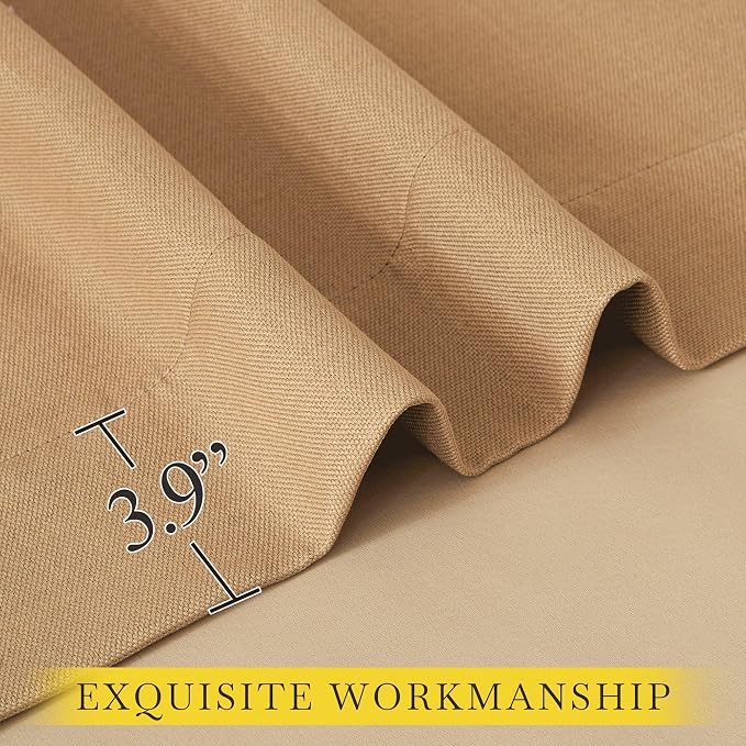 NICETOWN Thick Faux Linen Room Darkening Caramel Curtains 96 inches Long - Image 8