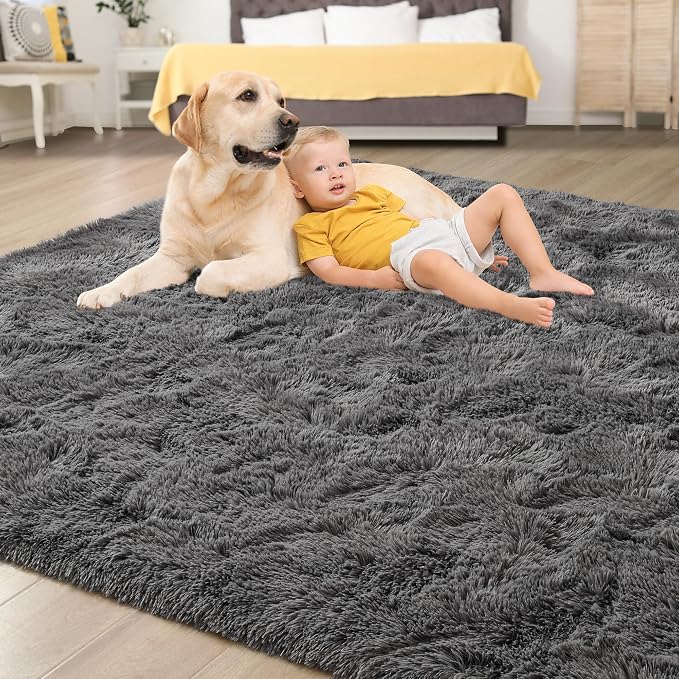 Soft Fluffy Rugs for Living Room, 5x8 Shaggy Area Rug for Bedroom, Modern Shag - Image 4