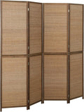 HOMCOM Room Divider, 6 FT Tall Folding Privacy Screen, 4-Panel Boho Brown | by HOMCOM