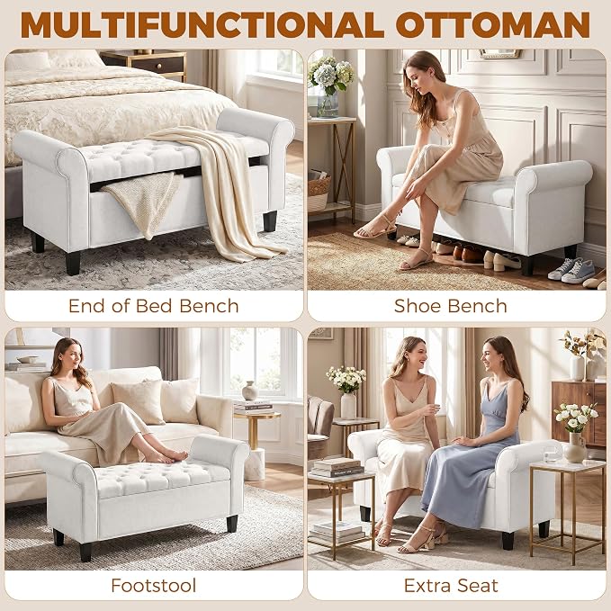 HOMCOM 47" Storage Ottoman End of Bed Bench - Image 9