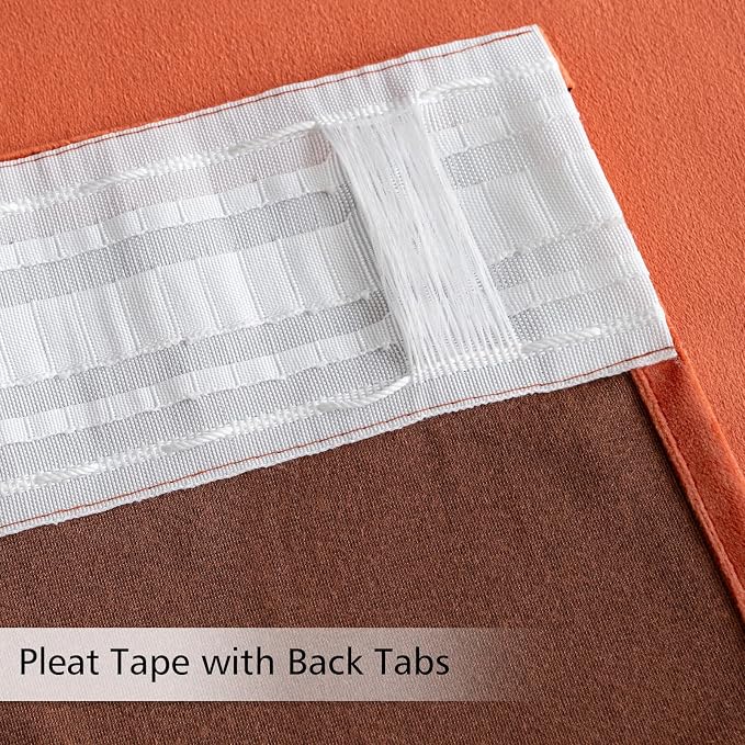 MIULEE Fall Burnt Orange Velvet Blackout Curtains Pinch Pleat 52" Wx108 L | 2 - Image 3