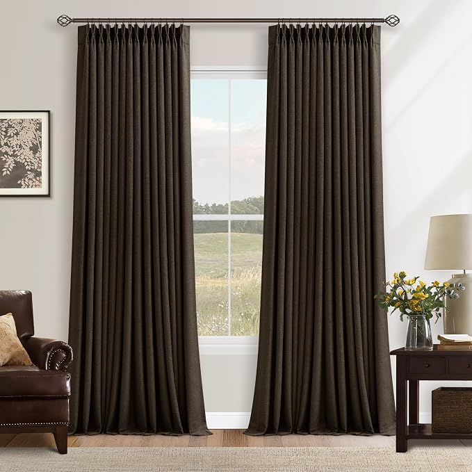 Pleat Chocolate Brown Curtains 108 Inches Long 2 Panels Set by Twodrapes