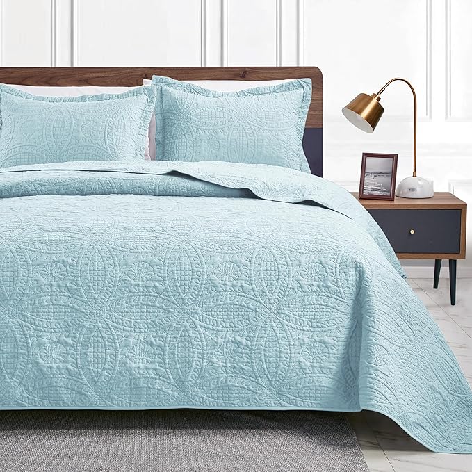 Love's cabin Quilts for Queen Bed Spa-Blue Bedspreads by Lovescabin